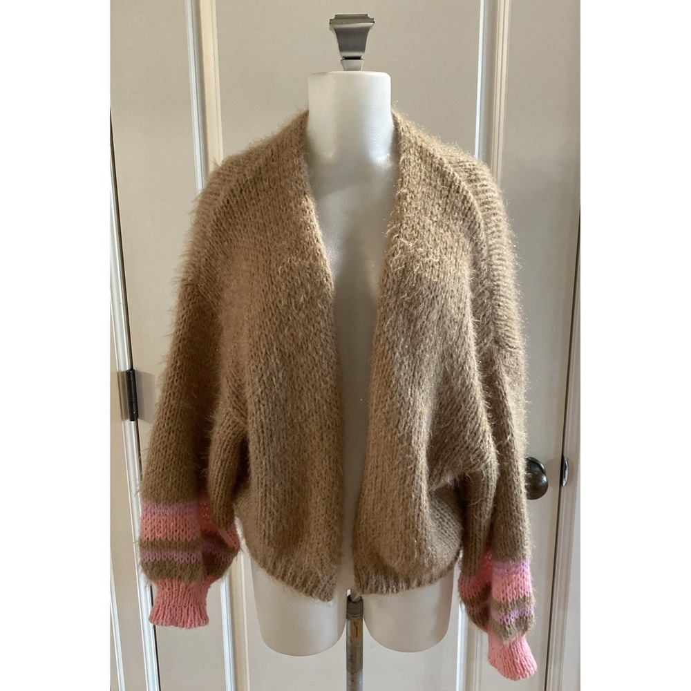 Anthropologie Pilcro Oversized Open-Front Cardigan Sweater One Size Camel Pink